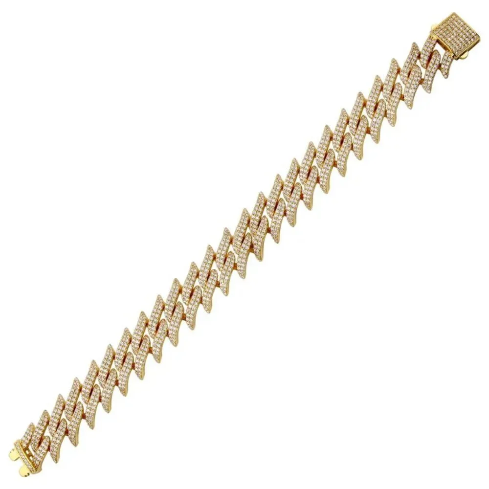 New 925 Sterling Silver CZ Encrusted Spike Barbed Wire Bracelet 8
